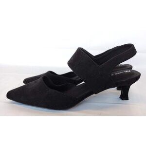 Anne Klein Black iflex Heels Slingback Pointed Toe Kitten Heel Shoes Size 8.5